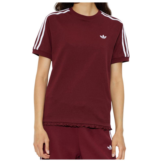 Adidas Γυναικεία κοντομάνικη μπλούζα Ruffle-Trim Logo-Embroidered T-Shirt